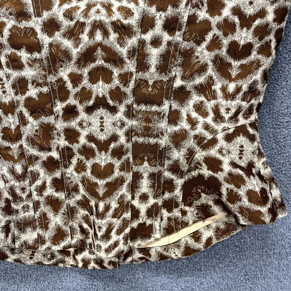 High Drama Vest Women 6 Brown Sleeveless Pockets Button Animal Print - Picture 14 of 16